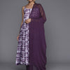 Dhiyona VA Women'sAbstract Printed Panelled Chanderi Silk A-Line Kurta With Trousers & Dupatta