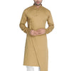 Men's Chiku Cotton Cotton Satin Asymmetric Kurta Pyjama Set