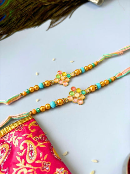Anouk Set of 2 Meenakari Kundan Traditional Handmade Rakhi
