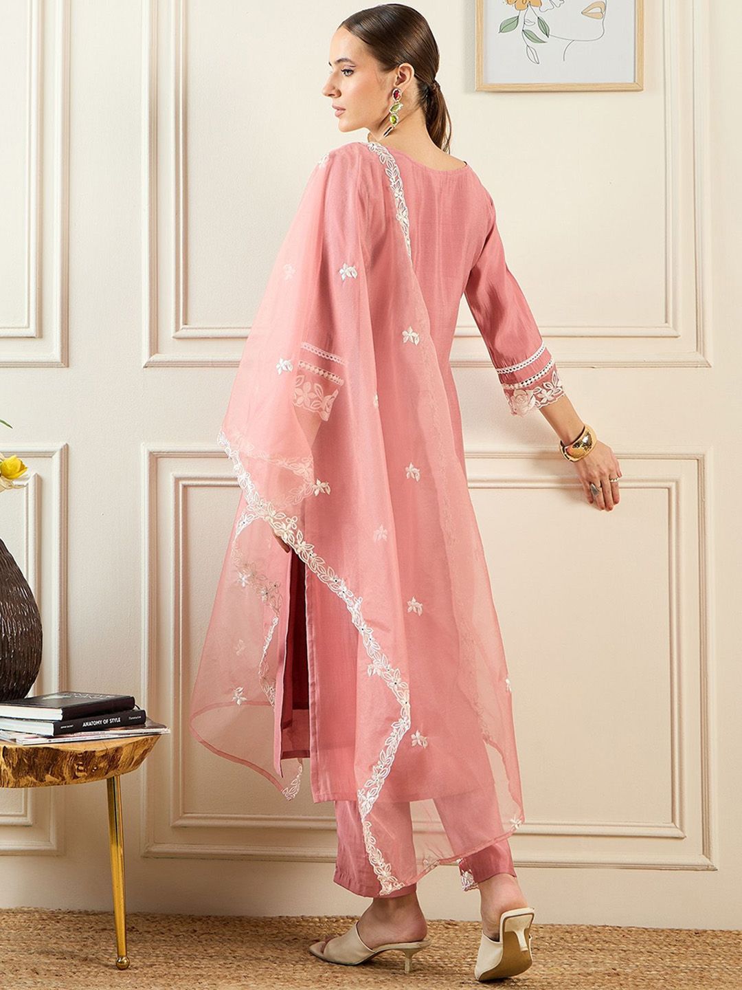 Indyancart IE Women Rust Kurta Sets
