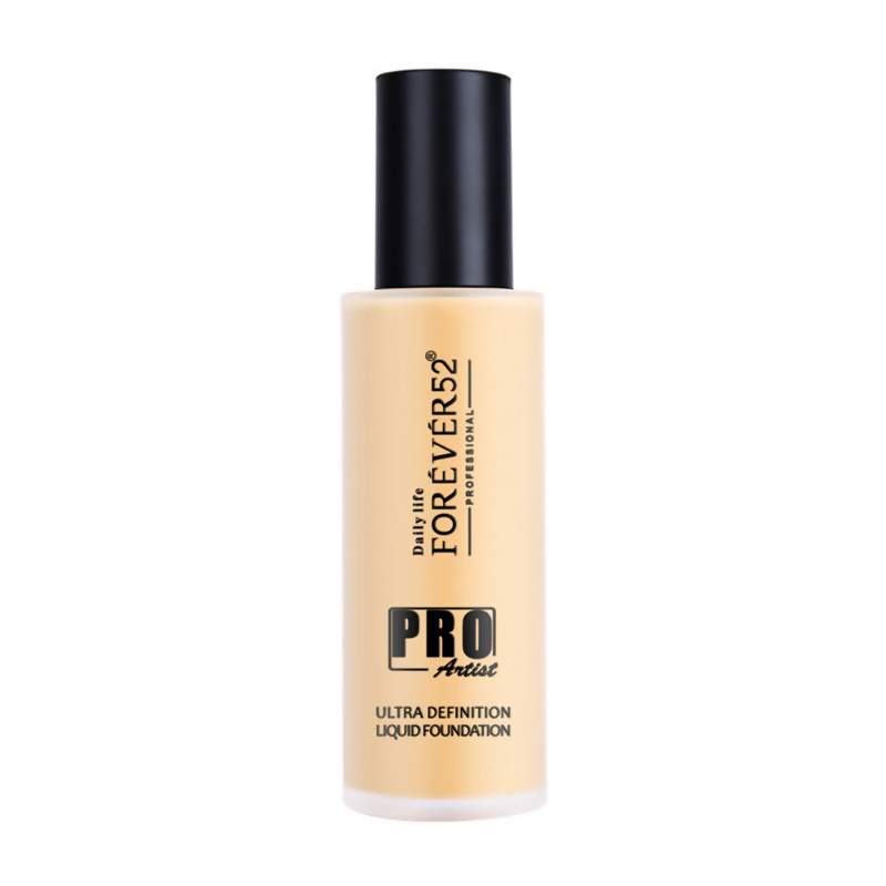 Daily Life Forever52 Pro Artist Ultra Definition Liquid Foundation in Pecan, showing smooth liquid foundation in a sleek bottle.