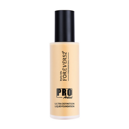 Daily Life Forever52 Pro Artist Ultra Definition Liquid Foundation in Pecan, showing smooth liquid foundation in a sleek bottle.