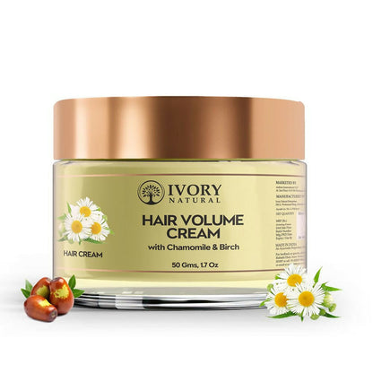 Ivory Natural hair volume cream in a jar, designed to make hair look thicker and fuller, suitable for natural hair care.