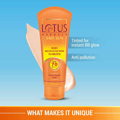 Lotus Herbals Safe Sun Daily Multi-Function Sunblock Sunscreen SPF 70 - Indyancart