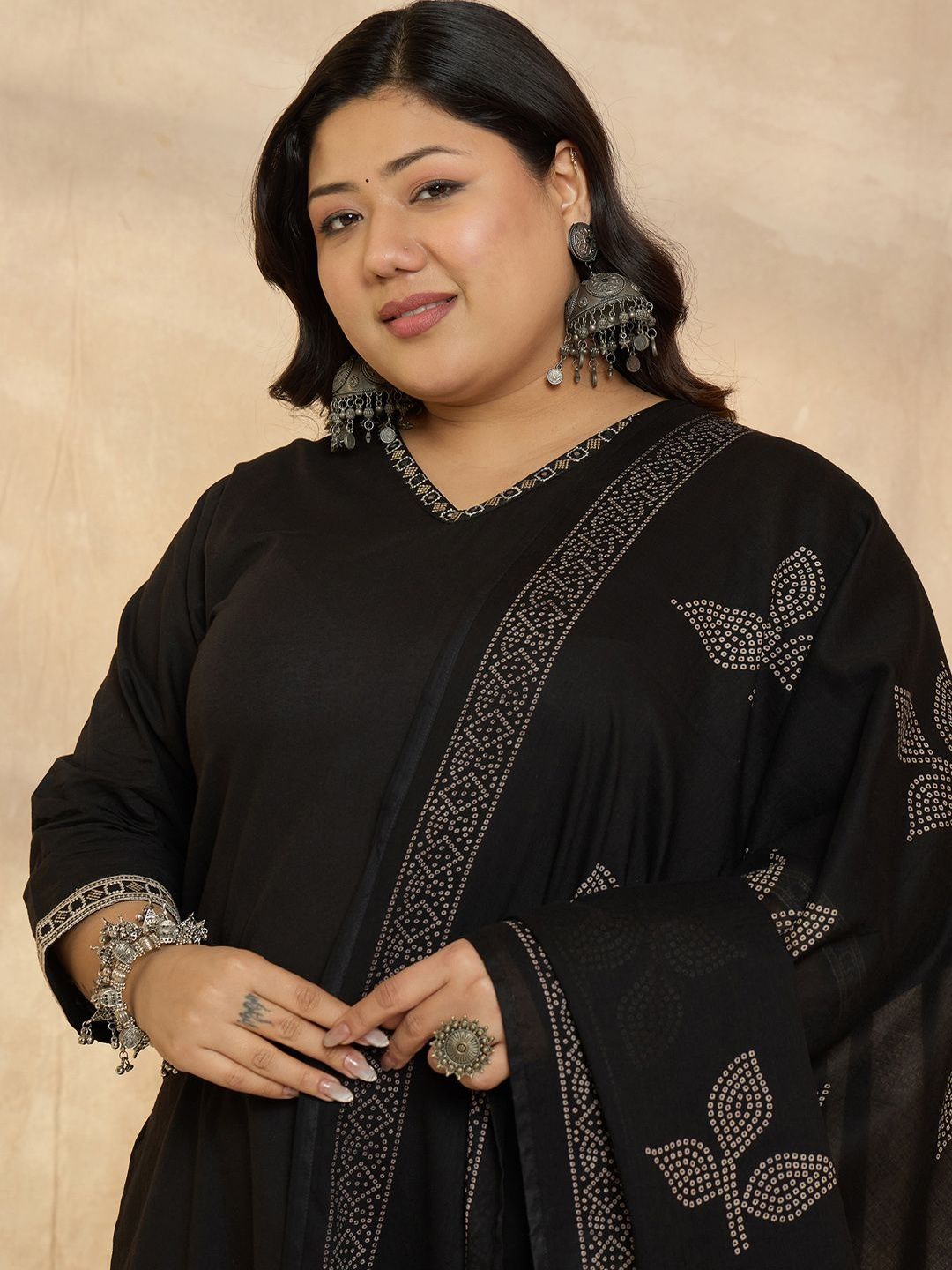 Indyancart Women's Ethnic Motifs Regular Kurta with Palazzos & With Dupatta