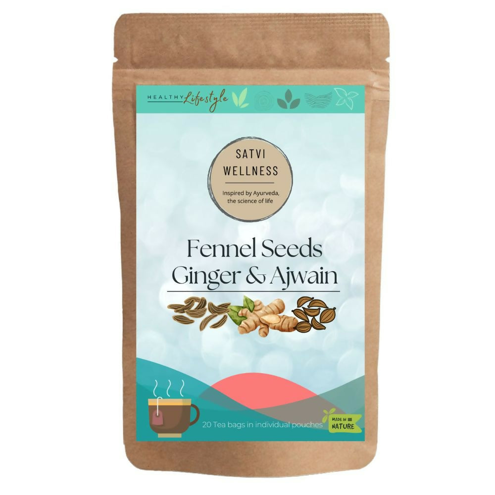 Satvi Wellness Fennel Ginger Ajwain Tea | Fennel Tea | Ginger Tea | Ajwain Tea | Herbal Tea