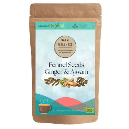 Satvi Wellness Fennel Ginger Ajwain Tea | Fennel Tea | Ginger Tea | Ajwain Tea | Herbal Tea