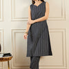 Indyancart IE Geometric Printed Sweetheart Neck Pure Cotton Straight Kurta With Trousers