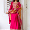 Indyancart IE Women Ethnic Motifs Embroidered Empire Kurta with Trousers & With Dupatta