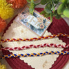 Dhiyona Set Of 3 Multicolor Thread Rakhi With Roli Chawal Chandan Mishri