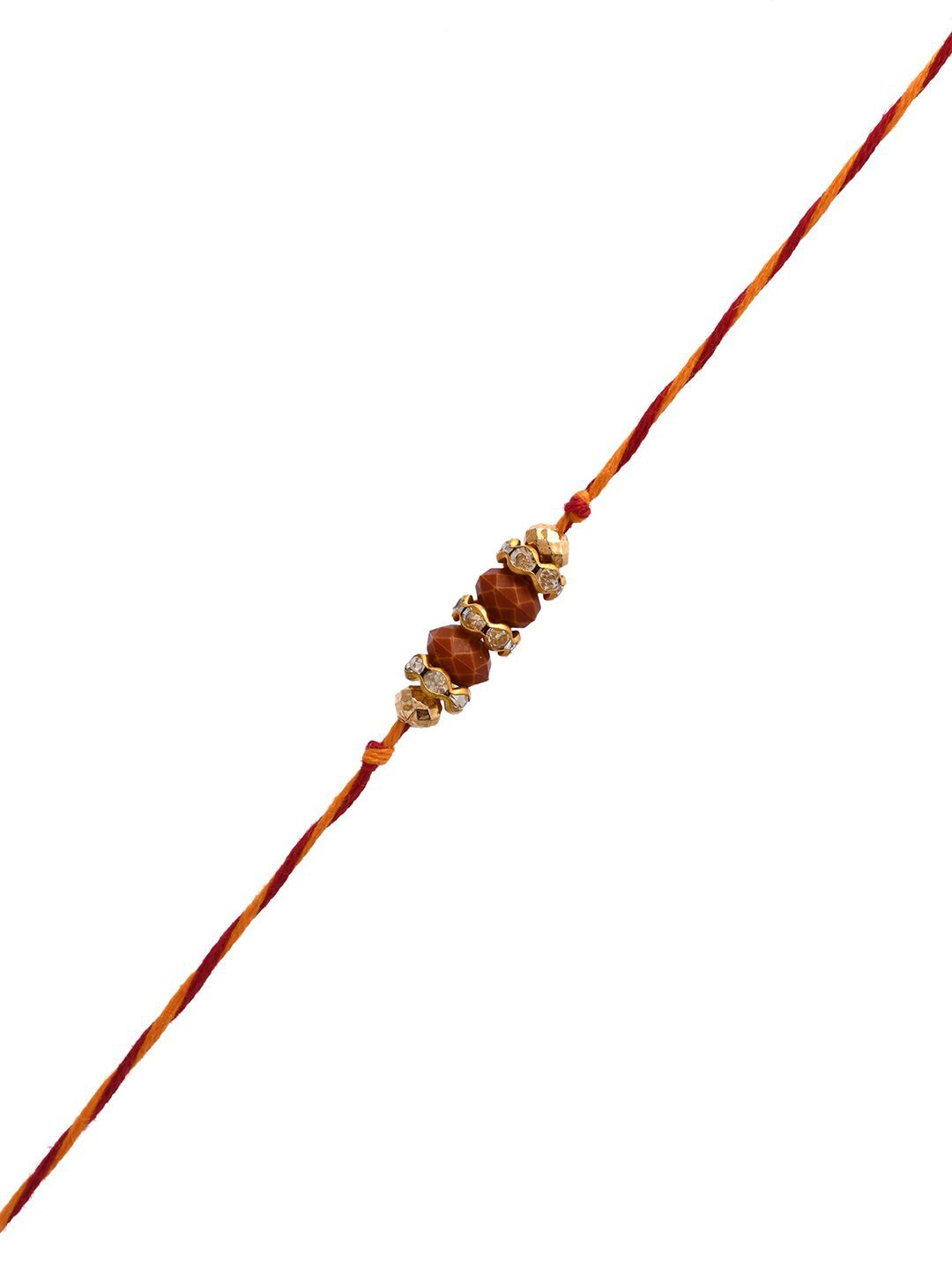 Anouk Gold-Toned Beaded Rakhi With Roli Chawal & Greeting Card