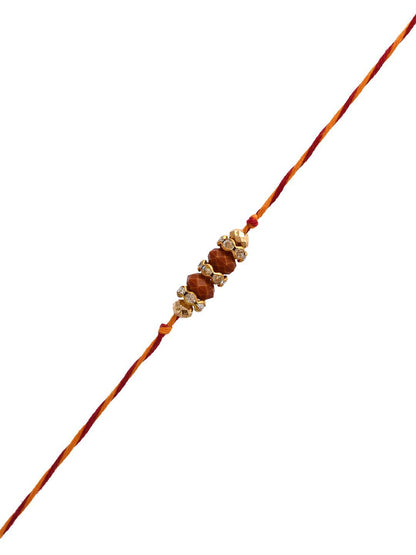Anouk Gold-Toned Beaded Rakhi With Roli Chawal & Greeting Card