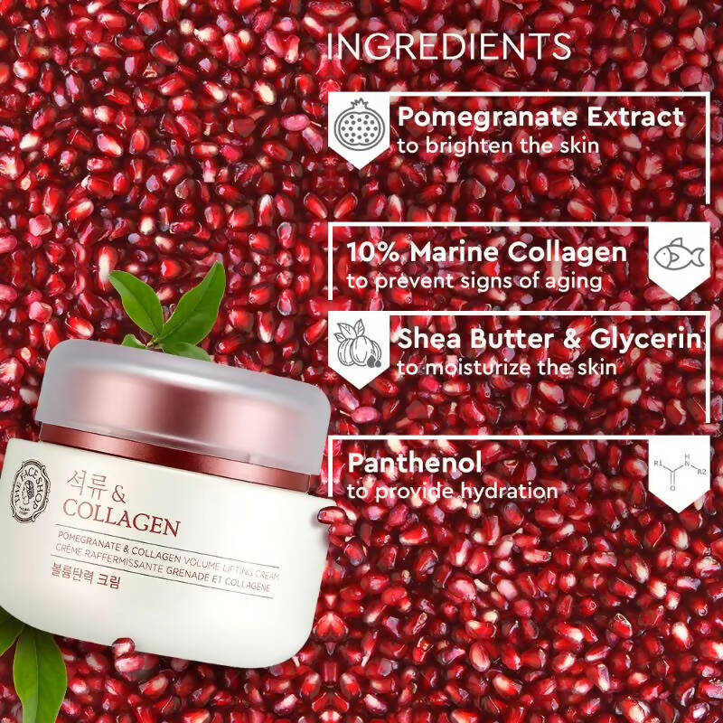 The Face Shop Pomegranate & Collagen Volume Lifting Cream - Indyancart