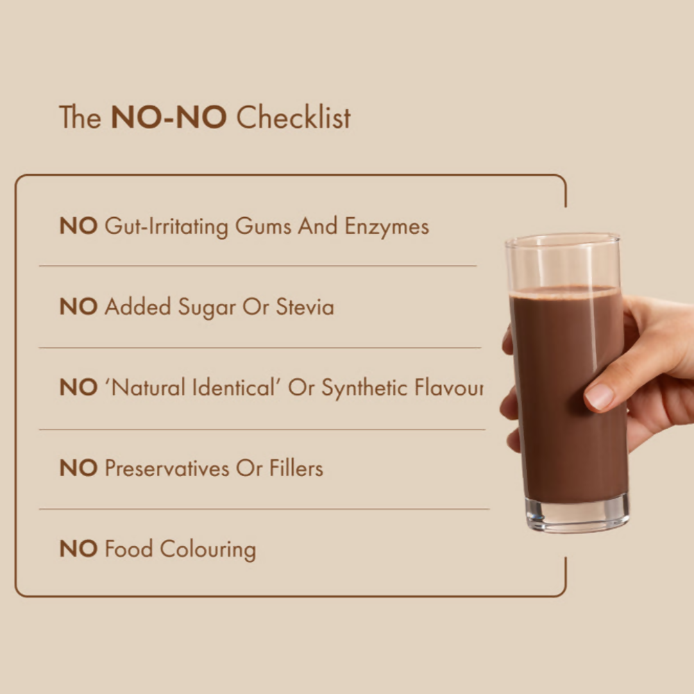 Cosmix No Nonsense Plant Protein Chikmagalur Mocha health drink in a glass, showcasing its rich mocha flavor and creamy texture.