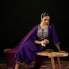 Dhiyona IE Round Neck Ethnic Motifs Embroidered Sequinned Kurta with Trouser & Dupatta