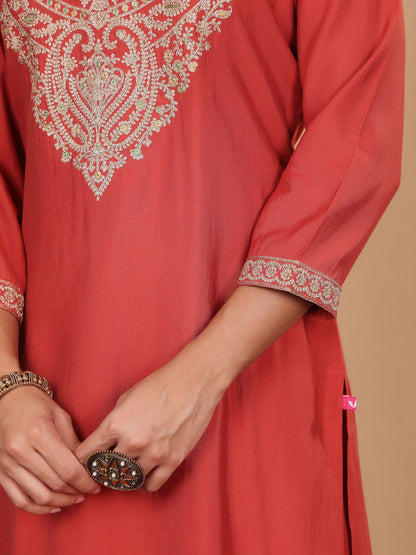 Indyancart VA Women Embroidered Regular Kurta with Palazzos & With Dupatta