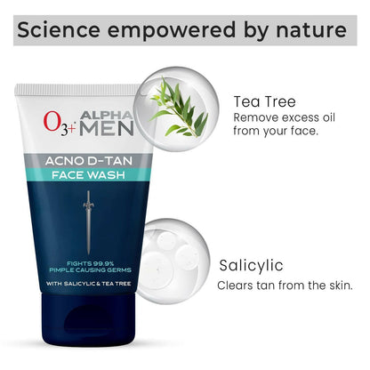 Professional O3+ Alpha Men Acno D-TAN Face Wash with Tea Tree - Indyancart