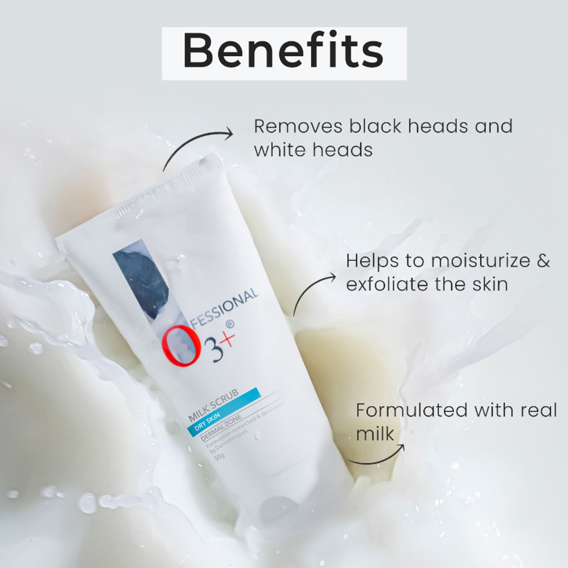 O3+ Milk Scrub Dry Skin For Gentle Exfoliation & Nourished Glow