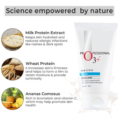 O3+ Milk Scrub Dry Skin For Gentle Exfoliation & Nourished Glow