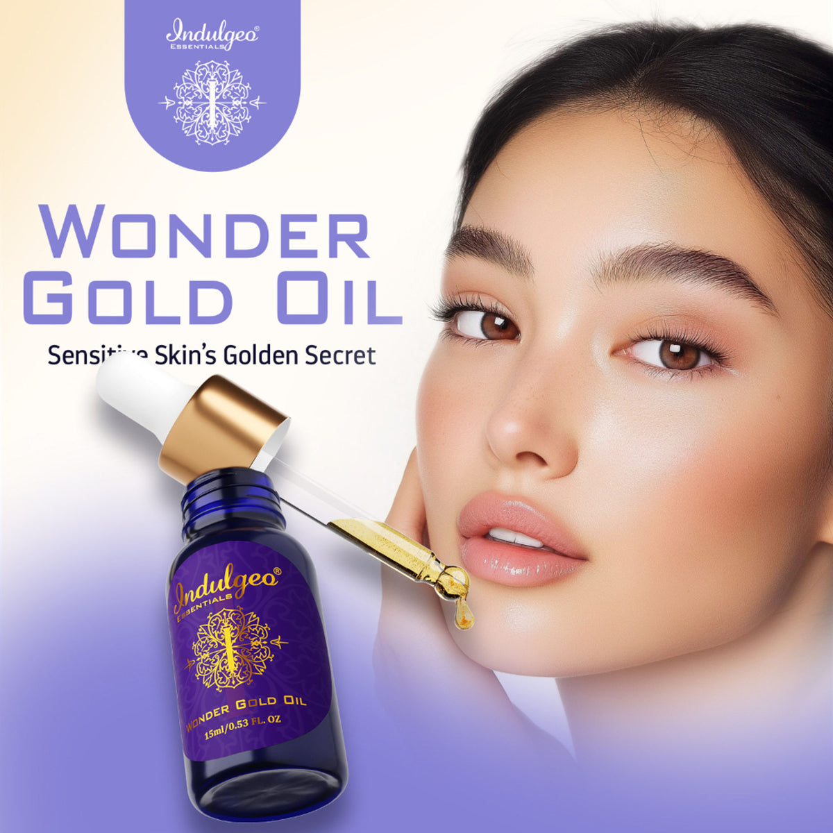 Indulgeo Essentials Wonder Gold Oil 24K gold-infused face primer for dry, sensitive skin with a smooth, glowing finish.