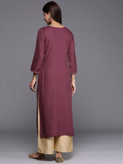 Indyancart IE Women Embroidered Thread Work Kurta