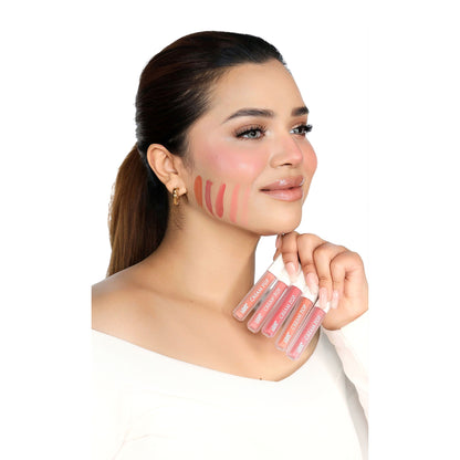 Love Earth Cream Pop Blush pack of 5 with vibrant shades, showcasing smooth, creamy textures in a colorful display.
