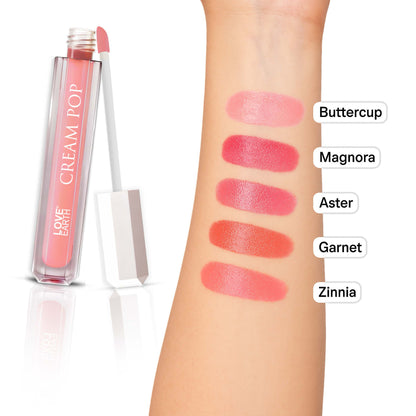 Set of five Love Earth Cream Pop Blush sticks in various shades, featuring smooth, creamy textures for natural rosy cheeks.