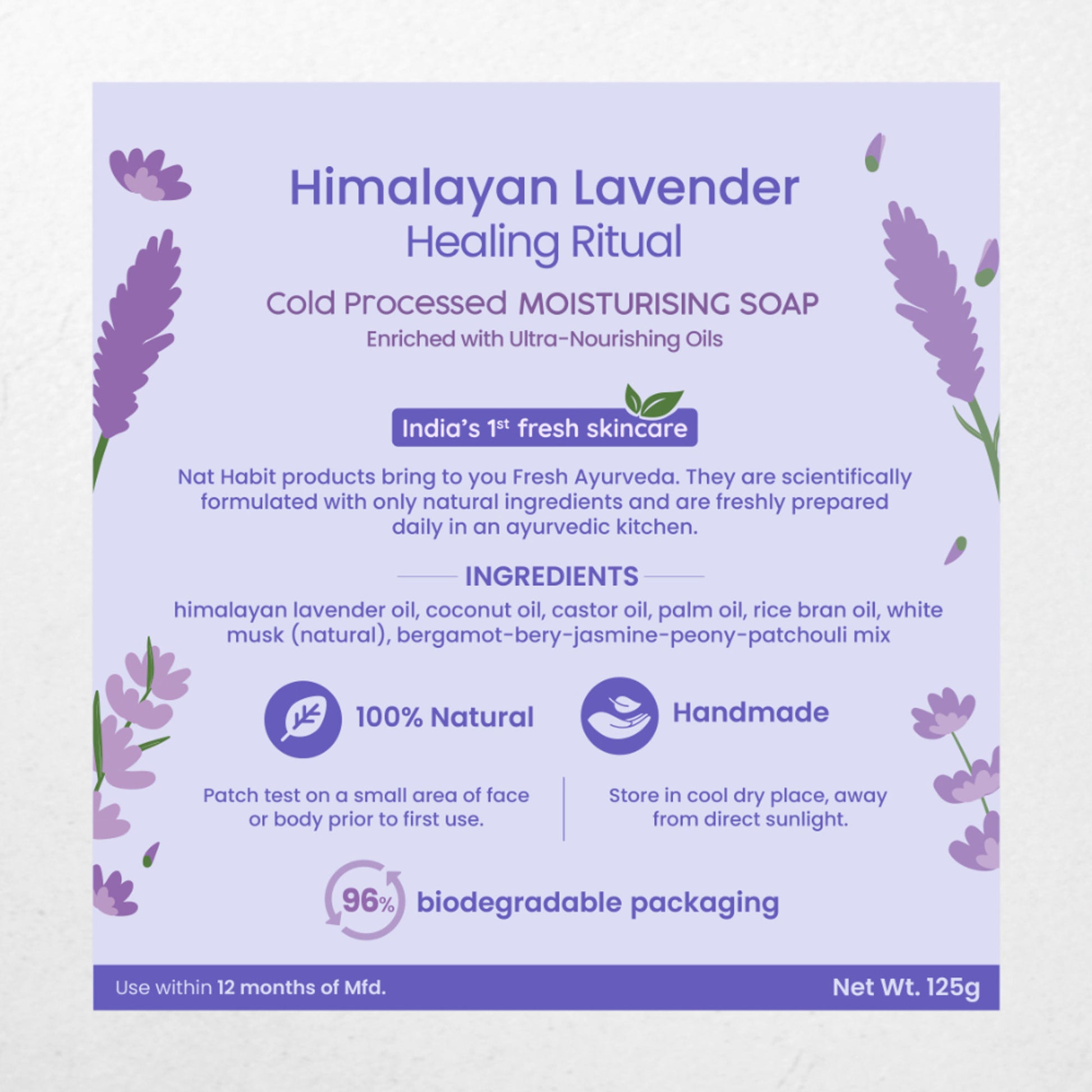 Nat Habit Cold Processed Himalayan Lavender Moisturising Soap - Pack of 2