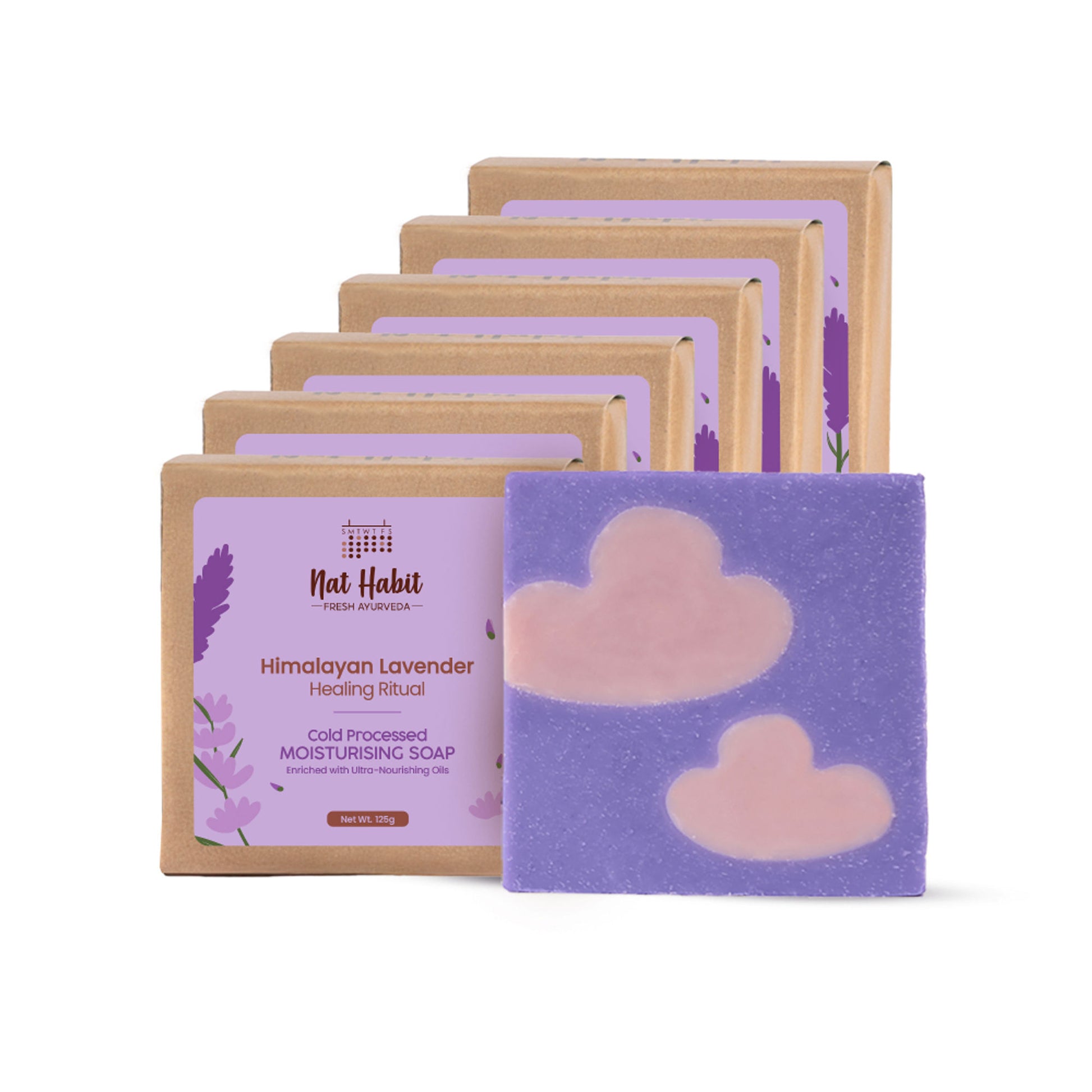 Nat Habit Cold Processed Himalayan Lavender Moisturising Soap - Pack of 6