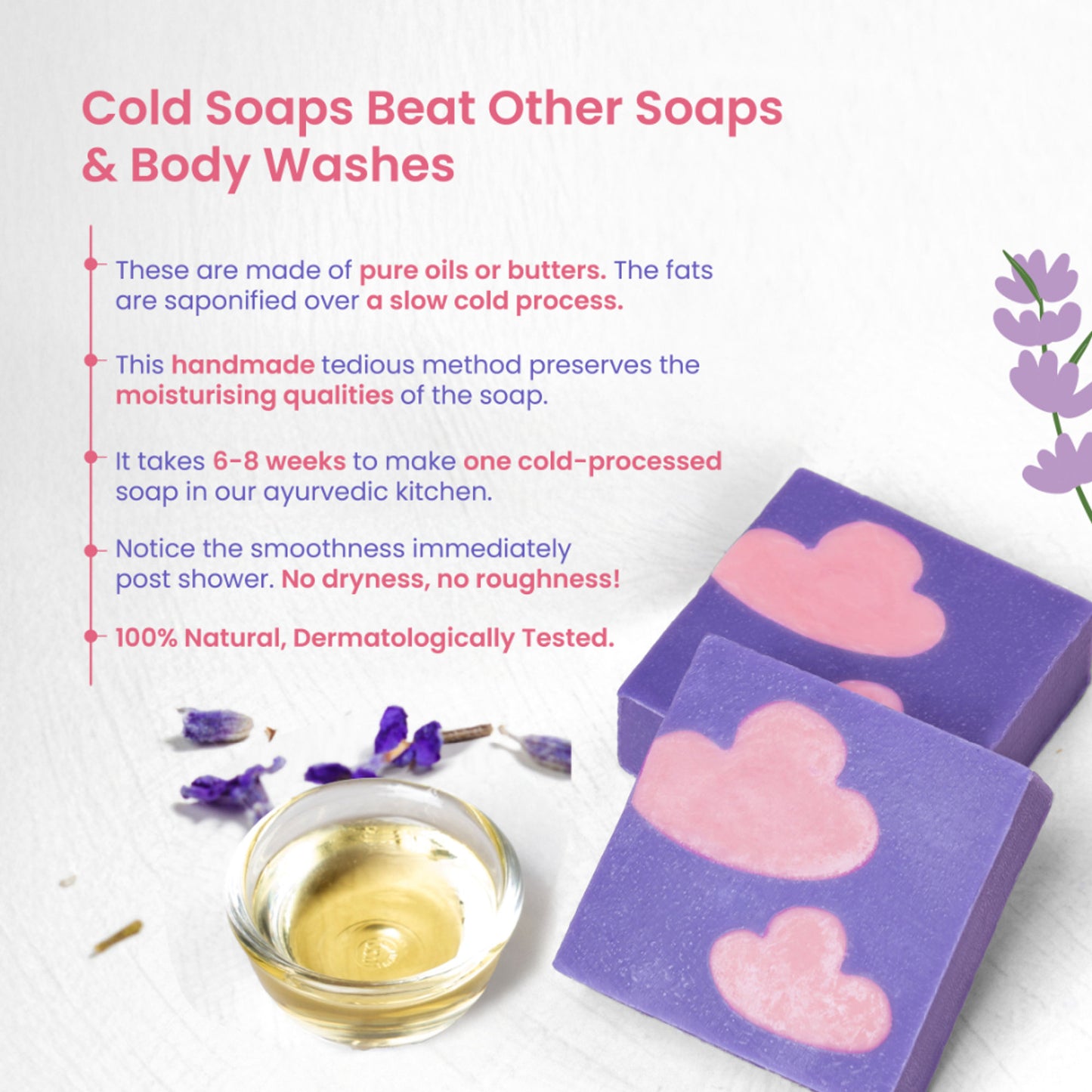 Nat Habit Cold Processed Himalayan Lavender Moisturising Soap - Pack of 6