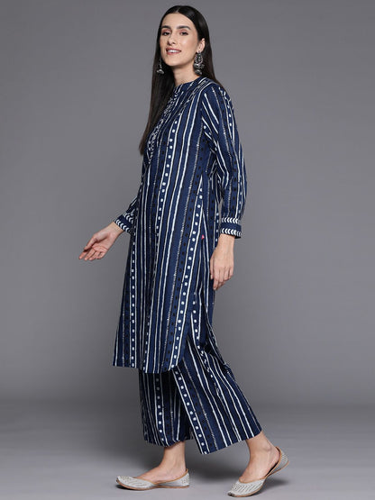 Indyancart VA Women's Printed Regular Pure Cotton Kurta with Trousers