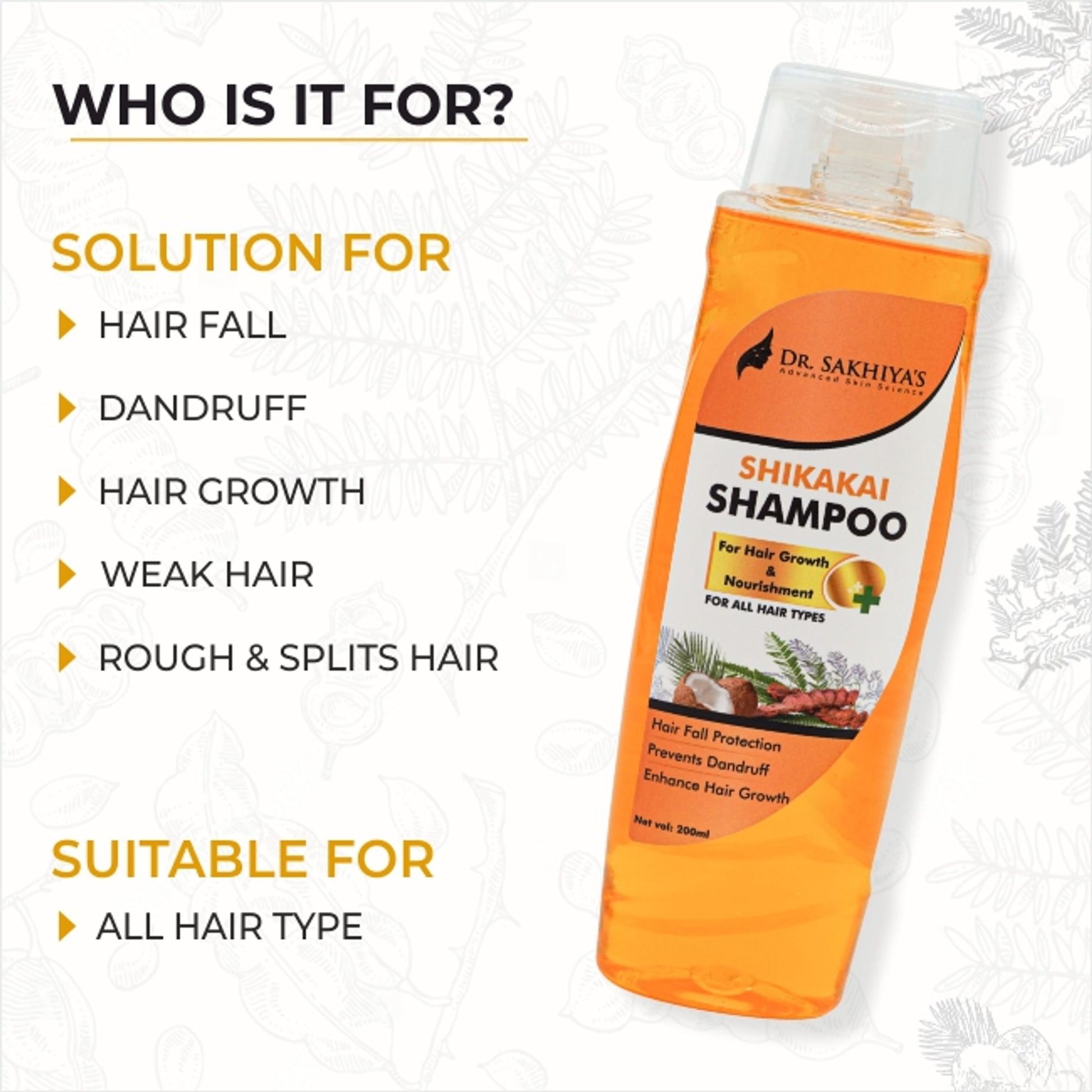 Dr. Sakhiya Shikakai Hair Growth Shampoo Ayurvedic for Strong, Healthy Hair