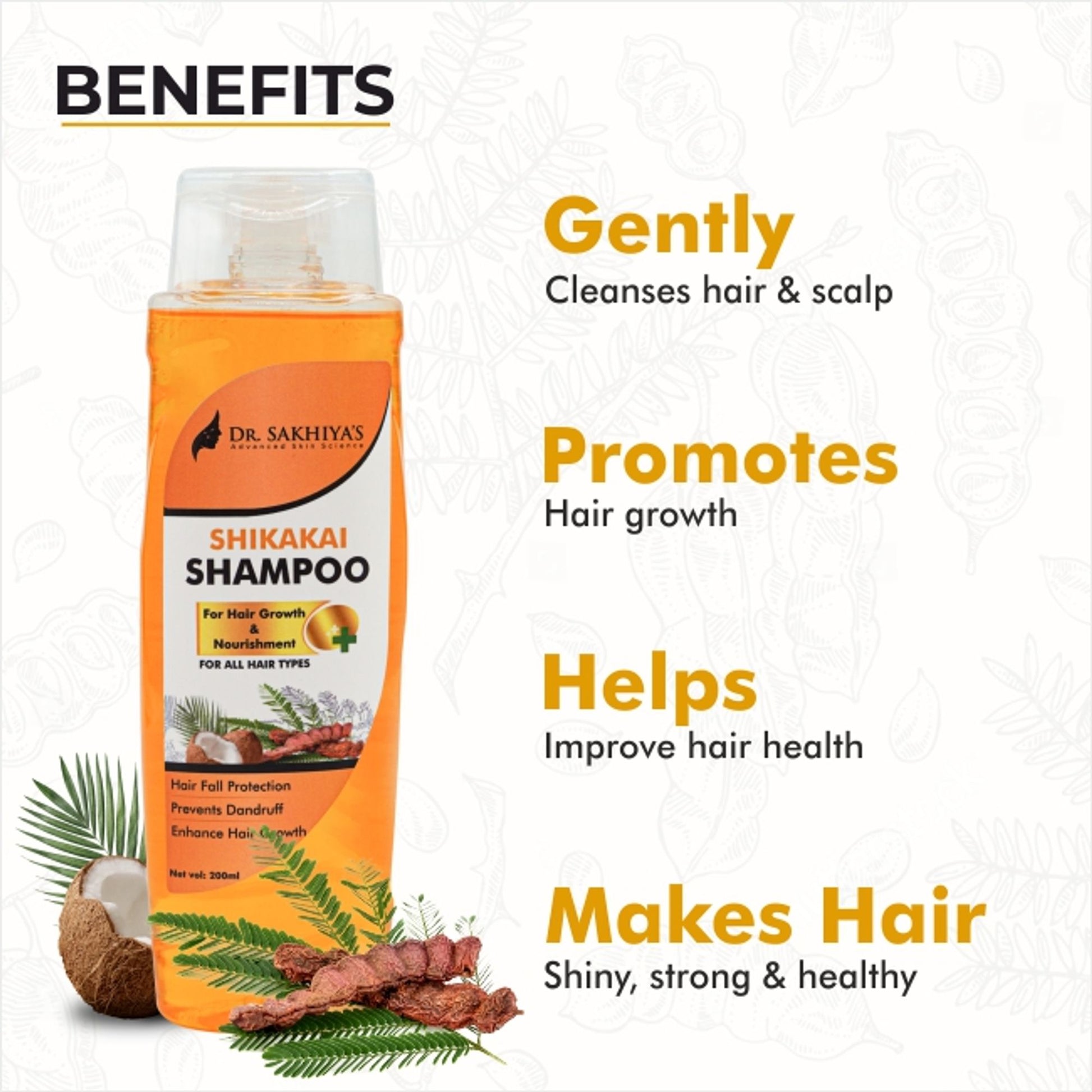Dr. Sakhiya Shikakai Hair Growth Shampoo Ayurvedic for Strong, Healthy Hair