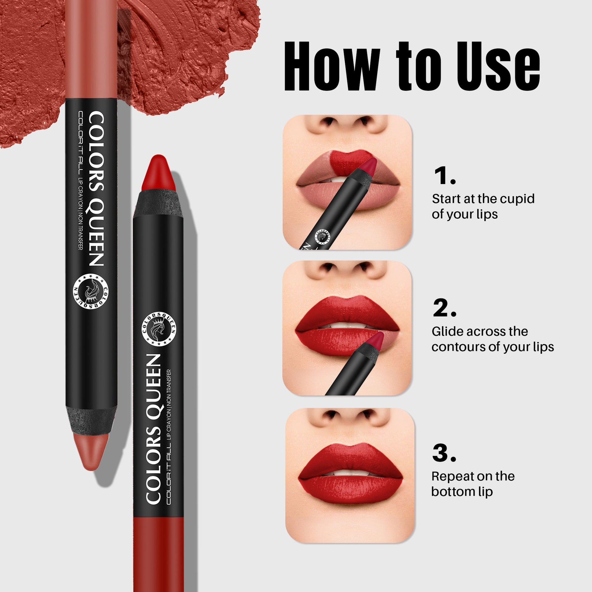 Colors Queen Color It All Non Transfer Matte Lip Crayon - 08 Plum Pick
