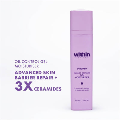 Within Beauty Ceramide & Hyaluronic Acid Gel Moisturiser, Daily Dew Barrier Restore Moisturiser