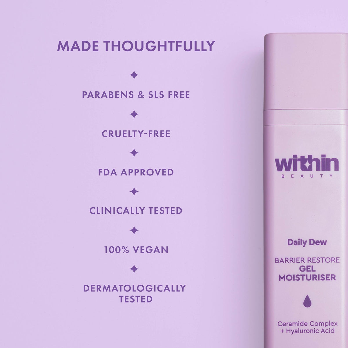 Within Beauty Ceramide & Hyaluronic Acid Gel Moisturiser, Daily Dew Barrier Restore Moisturiser