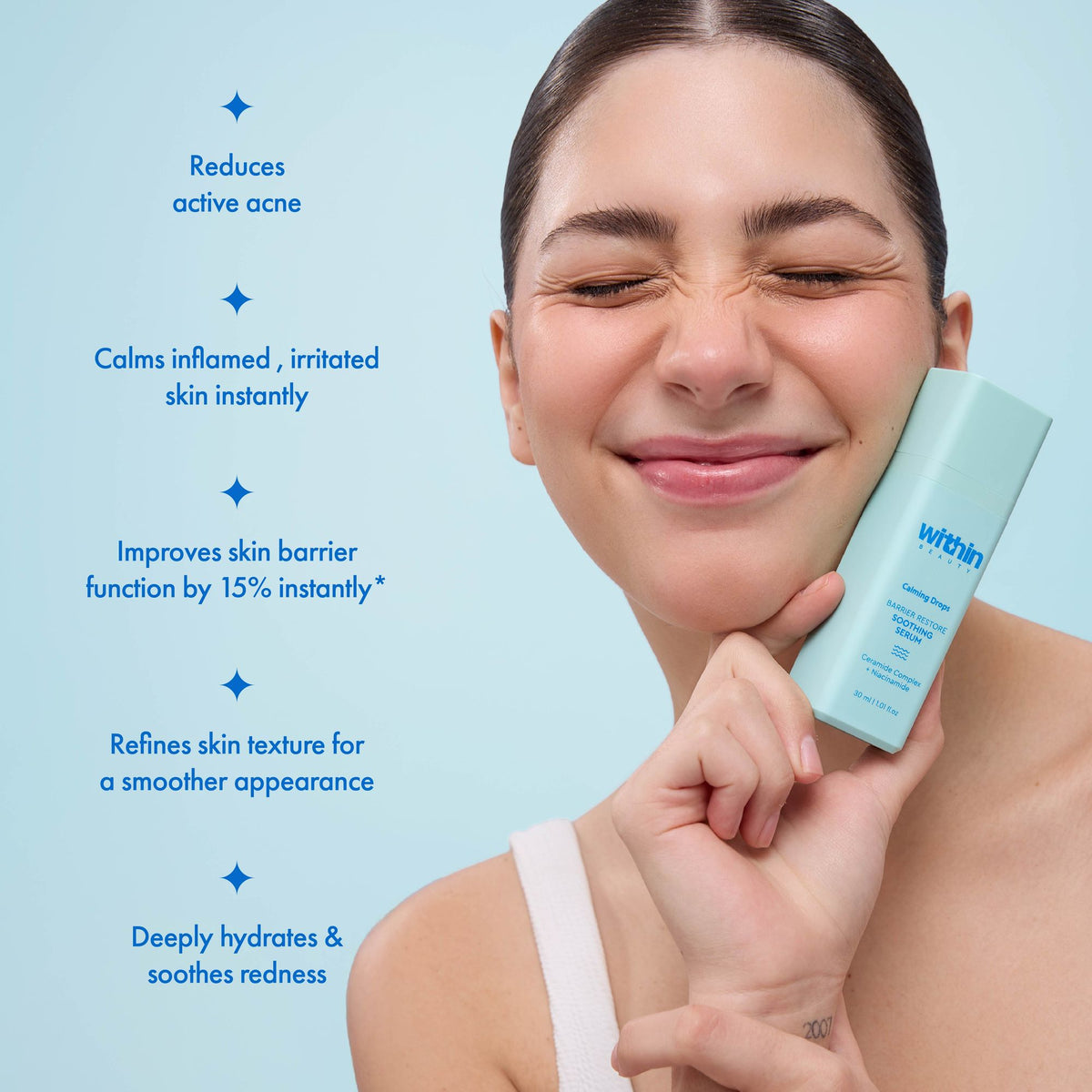 Within Beauty Ceramide & Niacinamide Serum, Calming Drops Barrier Restore Soothing Serum