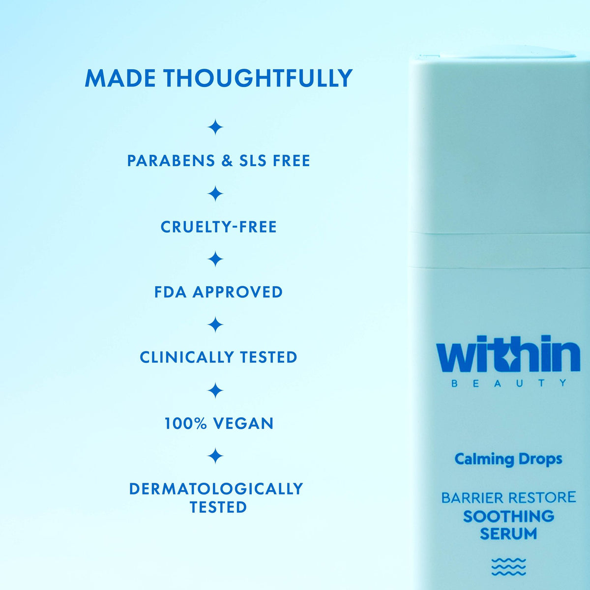 Within Beauty Ceramide & Niacinamide Serum, Calming Drops Barrier Restore Soothing Serum