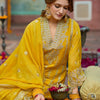 Dhiyona IE Floral Embroidered V-Neck Zari Organza Kurta With Trousers And Dupatta