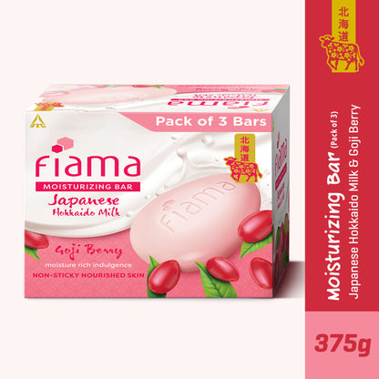 Fiama Skin Barrier Strengthening Moisturizing Soap Bar Japanese Hokkaido Milk, Goji Berry