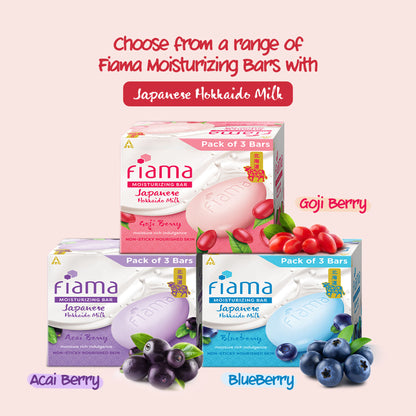 Fiama Skin Barrier Strengthening Moisturizing Soap Bar Japanese Hokkaido Milk, Goji Berry