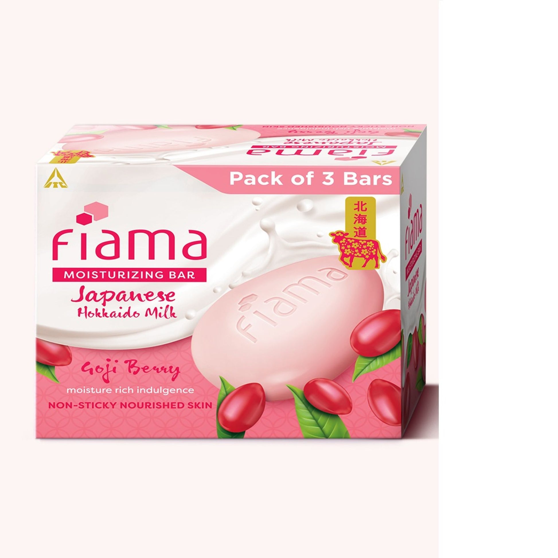 Fiama Skin Barrier Strengthening Moisturizing Soap Bar Japanese Hokkaido Milk, Goji Berry