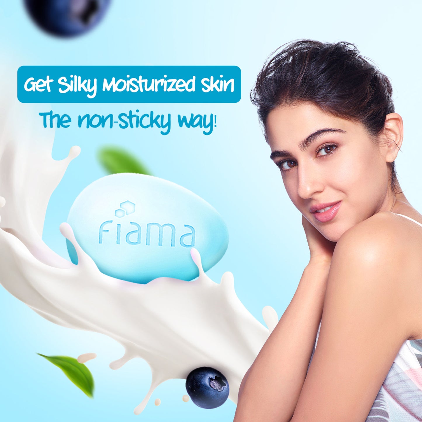 Fiama Skin Barrier Strengthening Moisturizing Soap Bar Japanese Hokkaido Milk, Blueberry