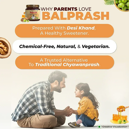 Patanjali Balprash Ayurvedic syrup in a glass bottle with a label, used for boosting immunity and overall health.