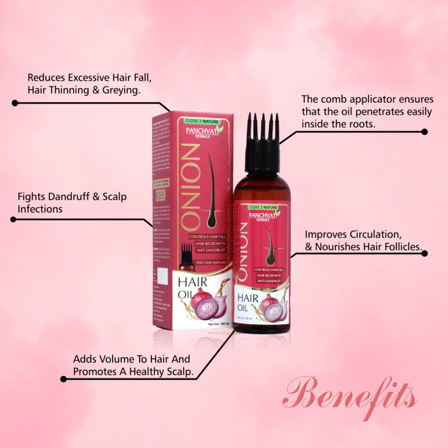 Panchvati Herbals Onion Oil with Comb Applicator