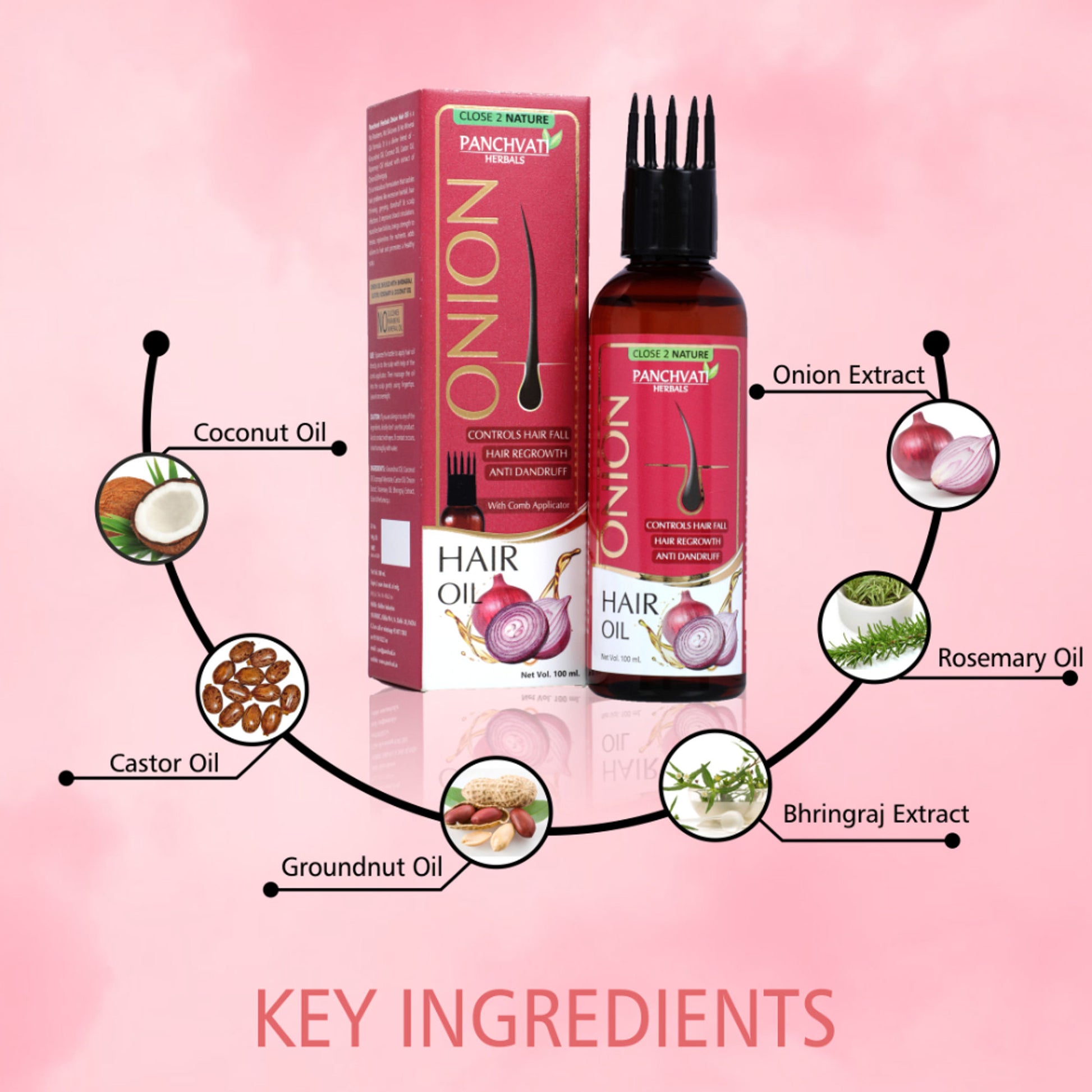 Panchvati Herbals Onion Oil with Comb Applicator