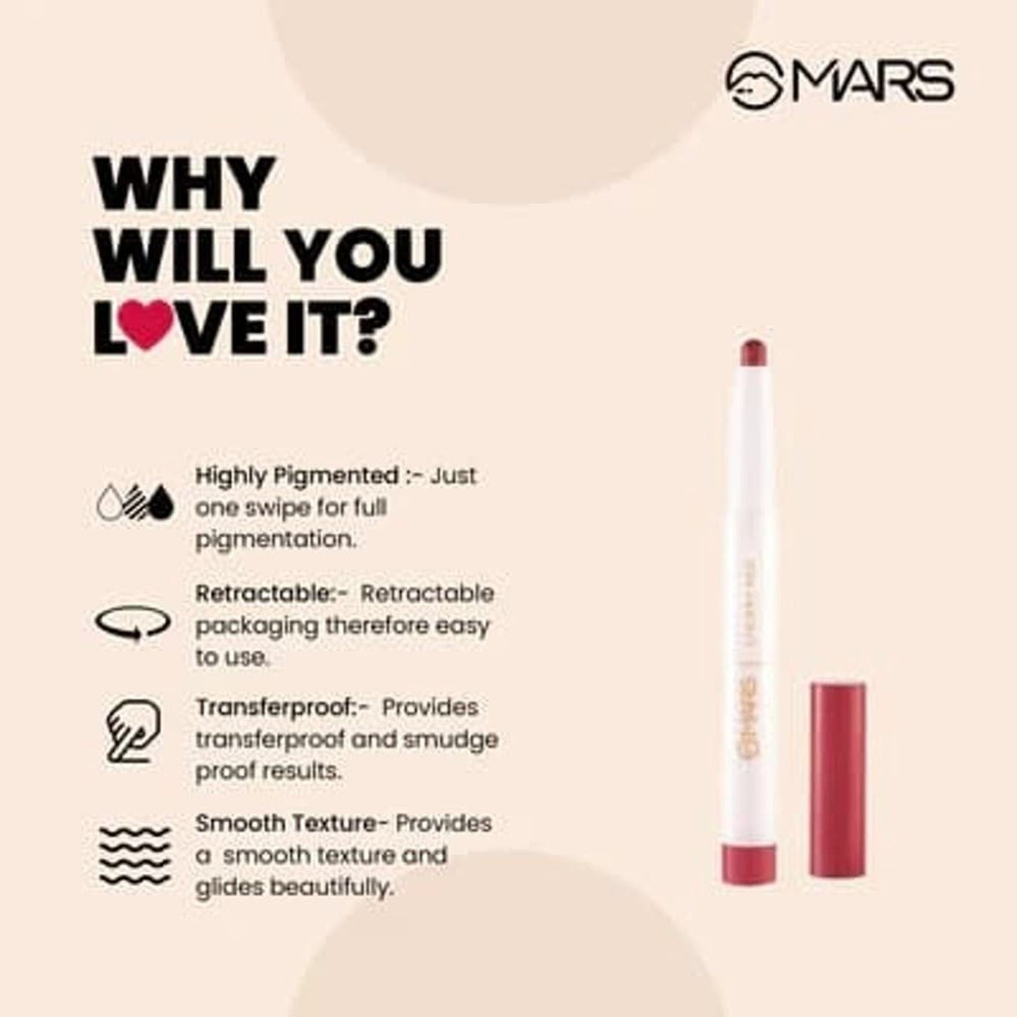 MARS Cosmetics Retractable Poppins Lipstick - Pink Muse - 24