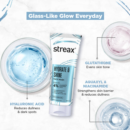 Streax Skin Hydrate & Shine Face Wash Cleanser For Brightening, 48 Hr Hydration