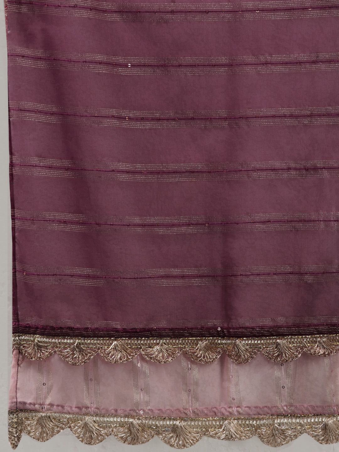 Dhiyona IE Women Burgundy Yoke Design Sequinned Liva Kurta with Trousers & With Dupatta