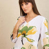 Dhiyona IE Floral Printed V Neck Straight Kurta With Trousers